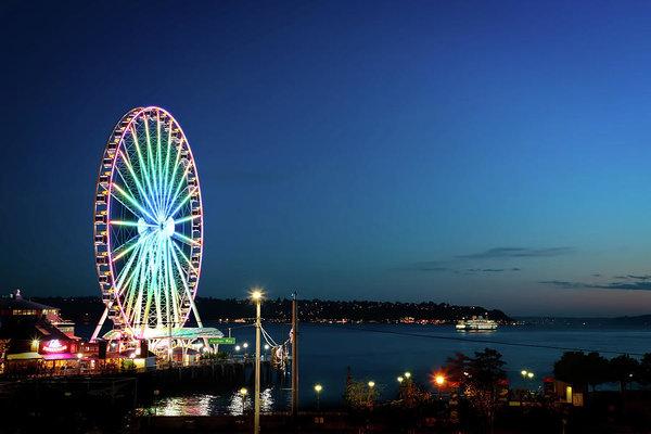 "Seattle by the Sea Ferris Wheel" Prints and Products