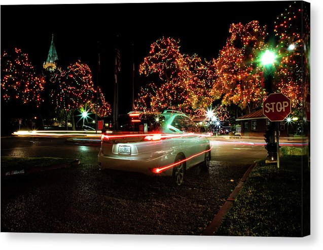 Christmas lights and Light Trails - Canvas Print