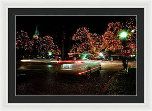 Christmas lights and Light Trails - Framed Print