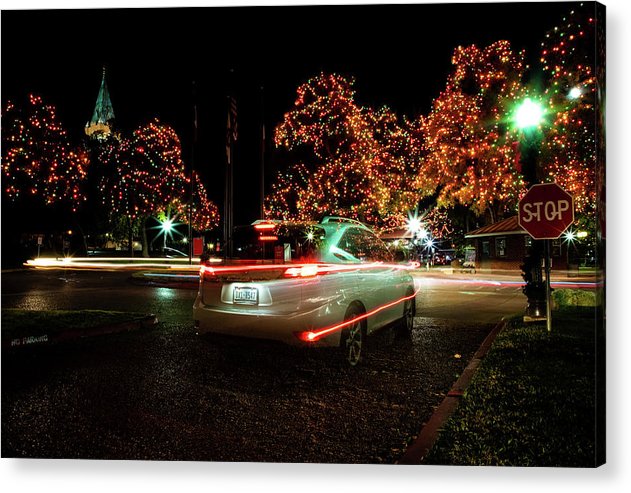 Christmas lights and Light Trails - Acrylic Print