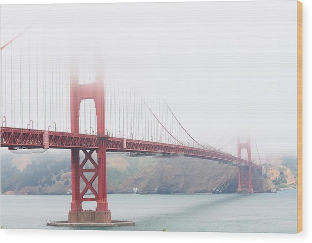 Foggy day at the Golden Gate Bridge - Wood Print