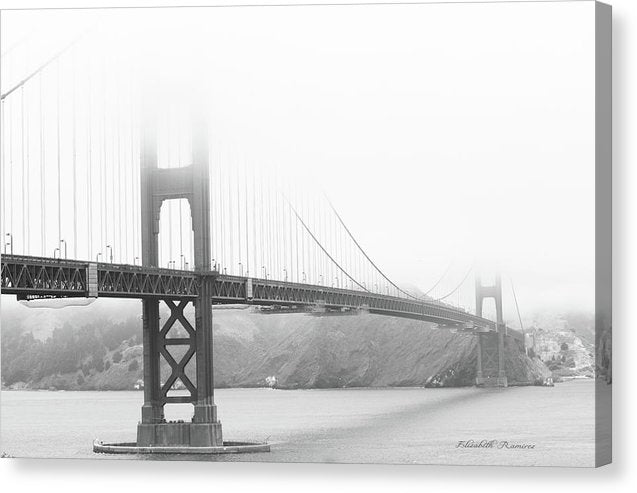 Foggy Day at the Golden Gate Bridge in Black and White - Canvas Print