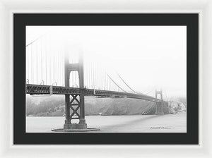 Foggy Day at the Golden Gate Bridge in Black and White - Framed Print