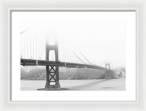 Foggy Day at the Golden Gate Bridge in Black and White - Framed Print
