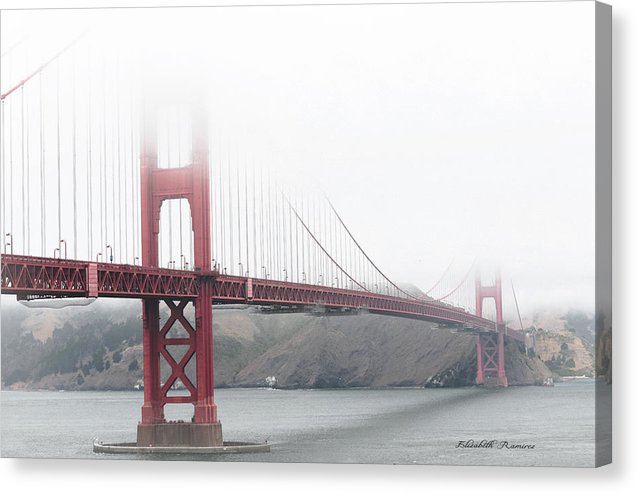 Foggy Day at the Golden Gate Bridge Red with Black and White - Canvas Print