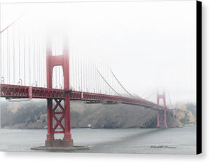 Foggy Day at the Golden Gate Bridge Red with Black and White - Canvas Print