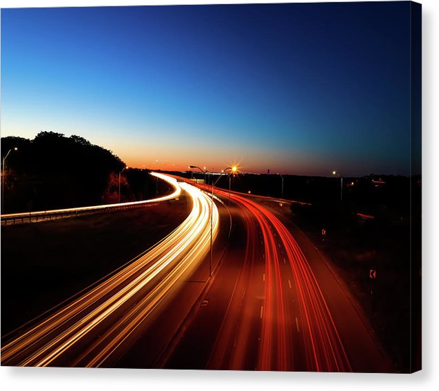Freeway light trails - Canvas Print