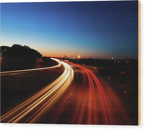 Senderos de luz de la autopista - Impresión en madera