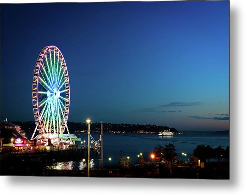 Seattle by the Sea Ferris Wheel  - Metal Print